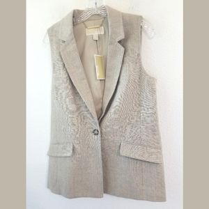 Michael Michael Kors NWT Tan Linen Long Vest Small